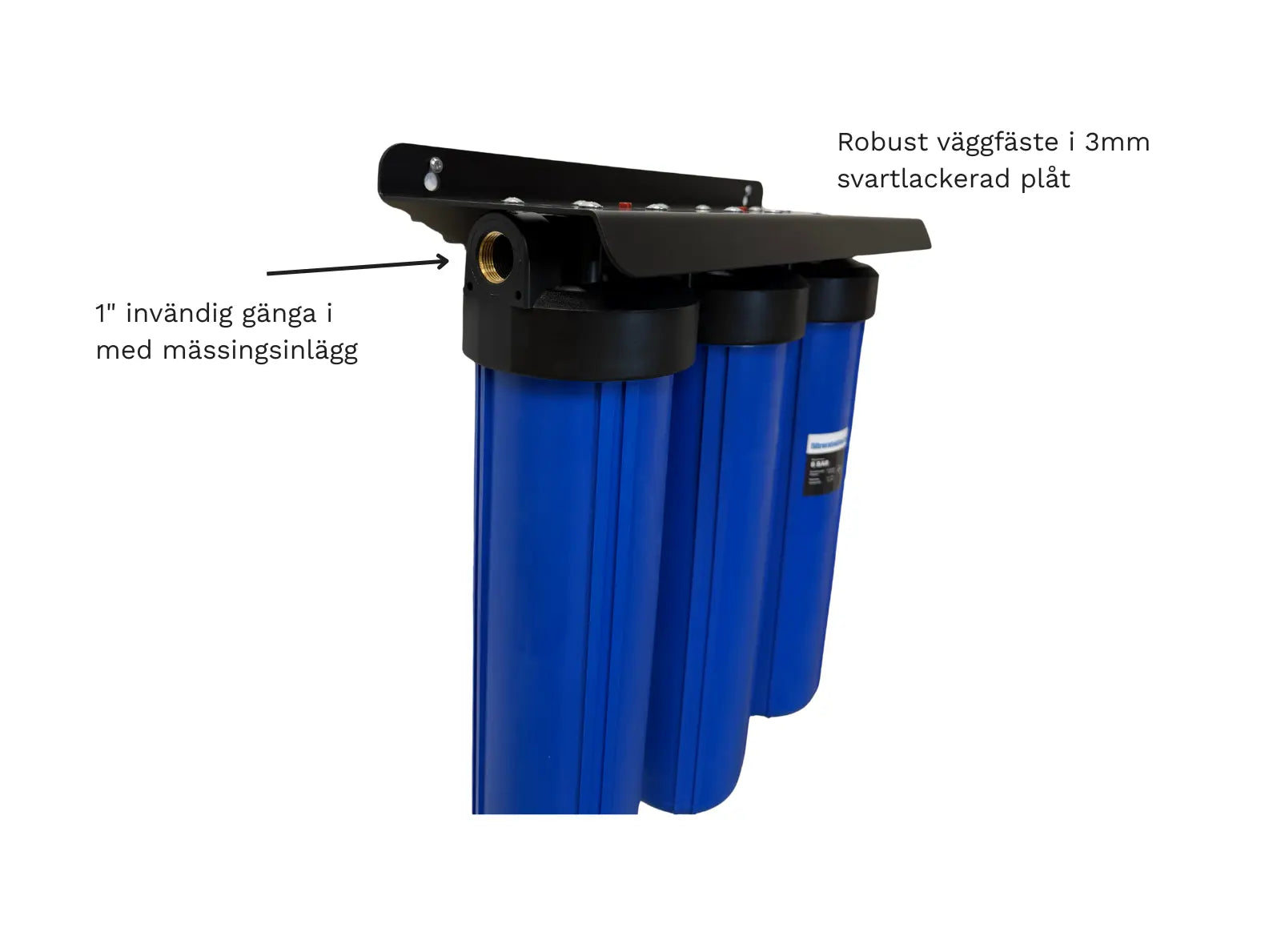 Vattenfilter egen brunn 20" Trio mot Järn, Sediment och Humus filtreratvatten.nu