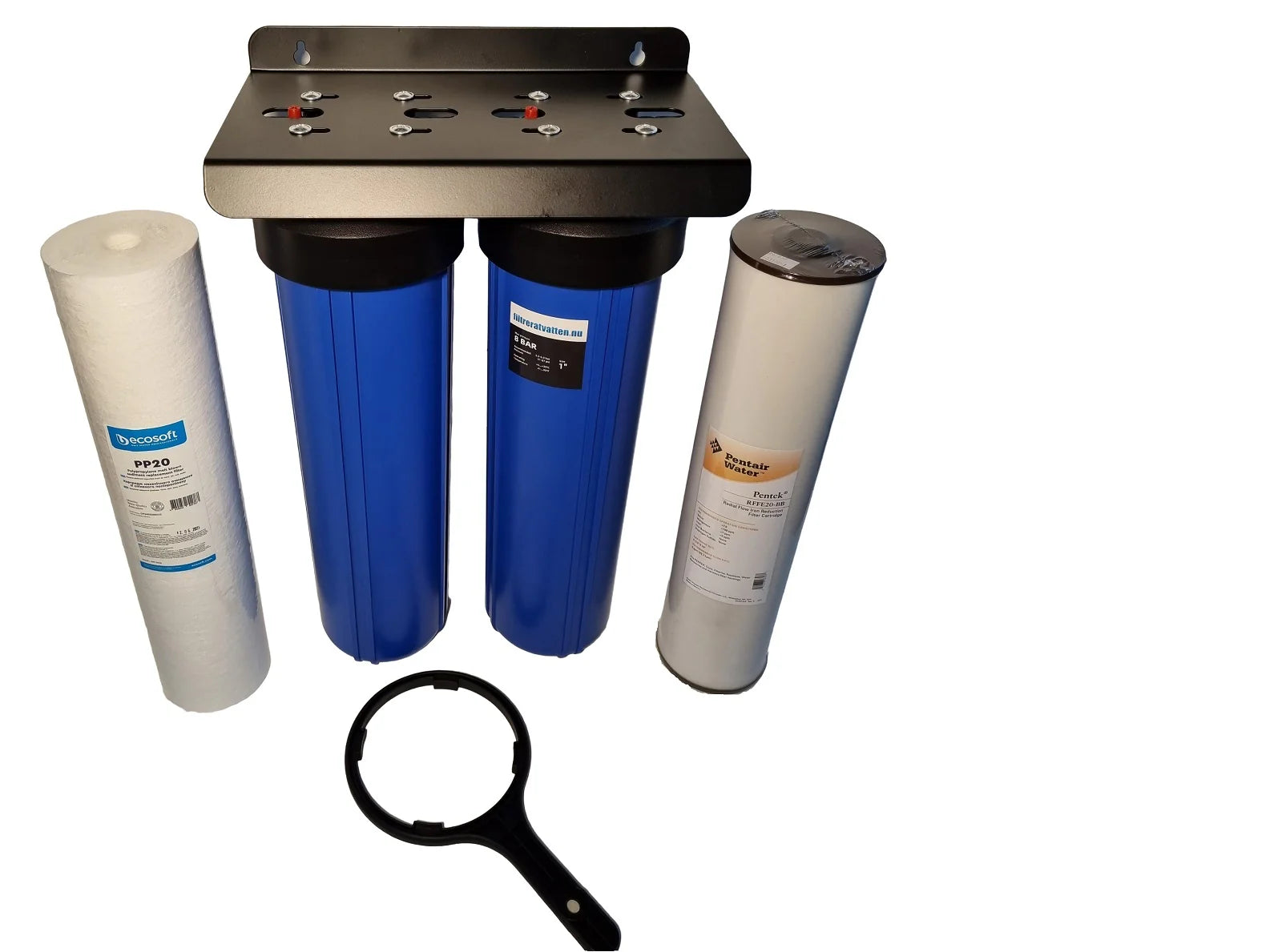 Vattenfilter egen brunn 20" Duo mot Järn (<3mg/L) & Sediment