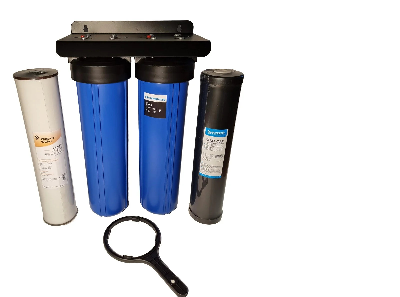 Vattenfilter egen brunn 20" Duo mot Järn (<3mg/L) & Svavelväte