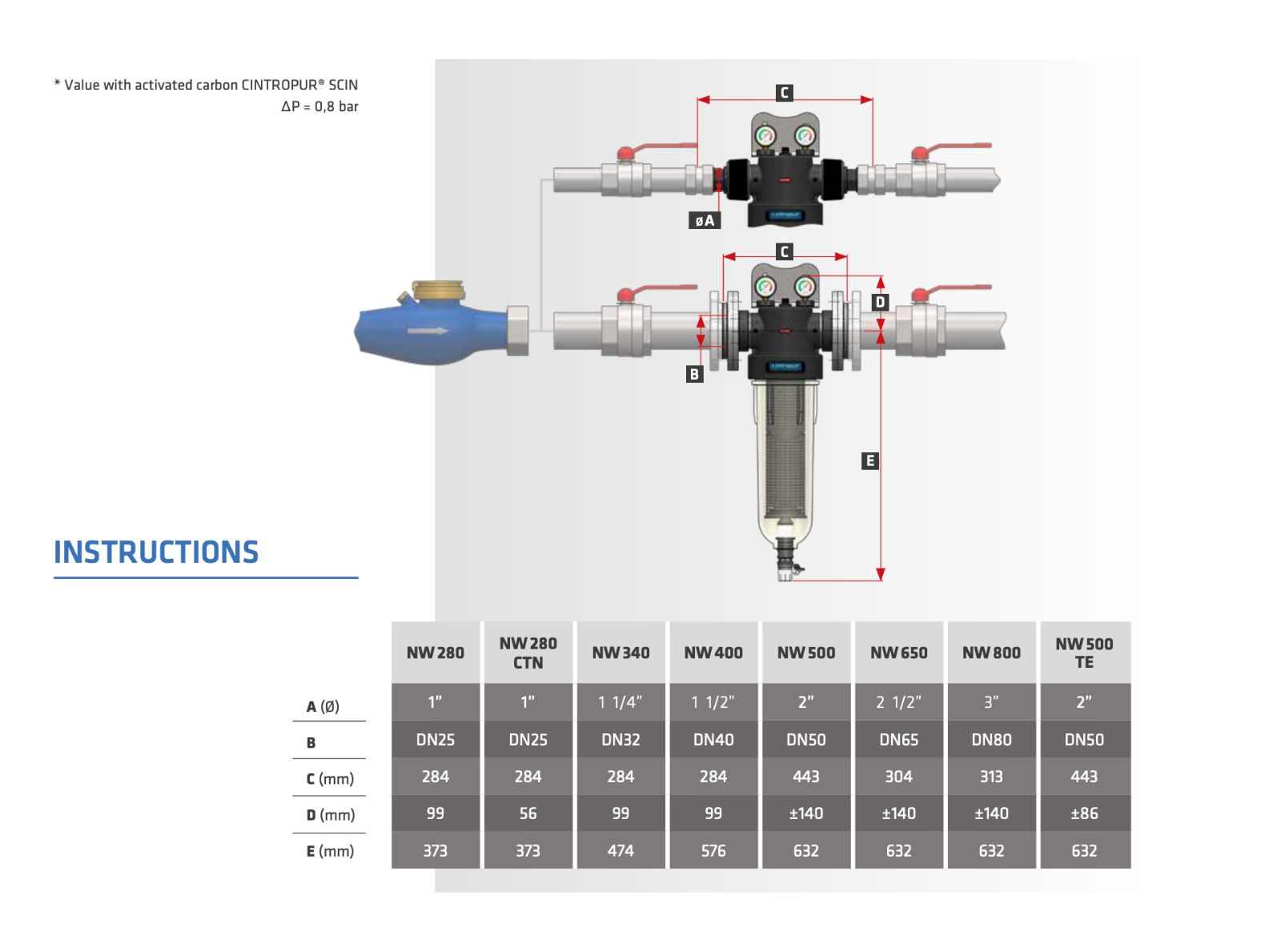 Cintropur NW280 Kolfilter – Vattenfilter med aktivt kol 3,5 m³/h