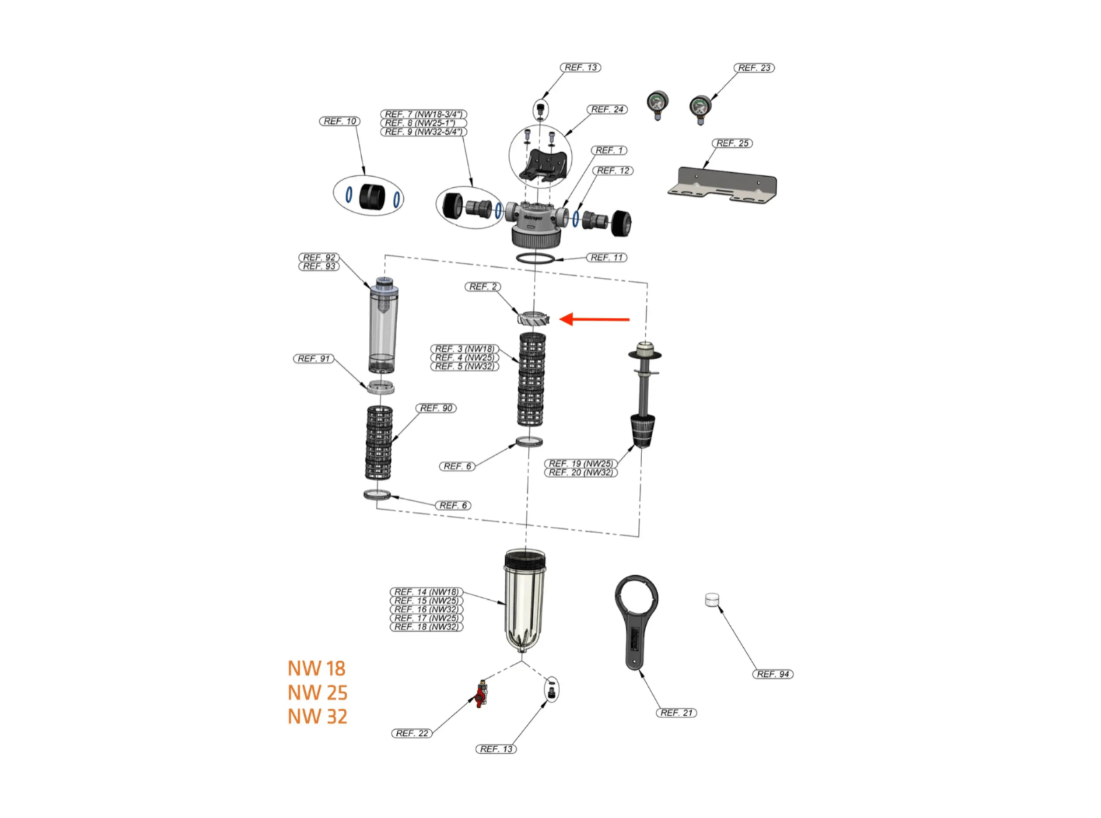 Centrifugaltopp passande Cintropur NW18/25/32 & SL160/240