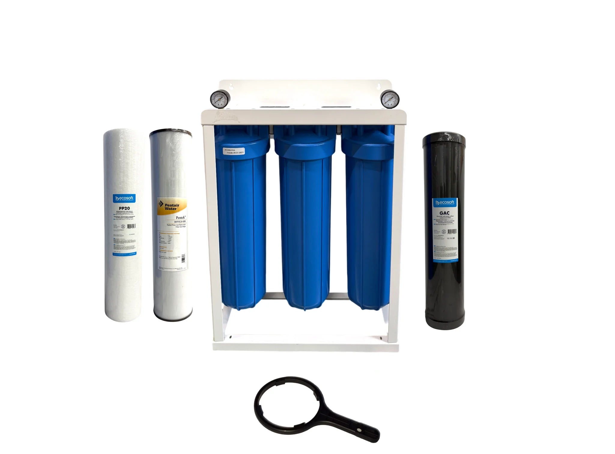 Vattenfilter egen brunn 20" Trio mot Järn, Sediment och Humus