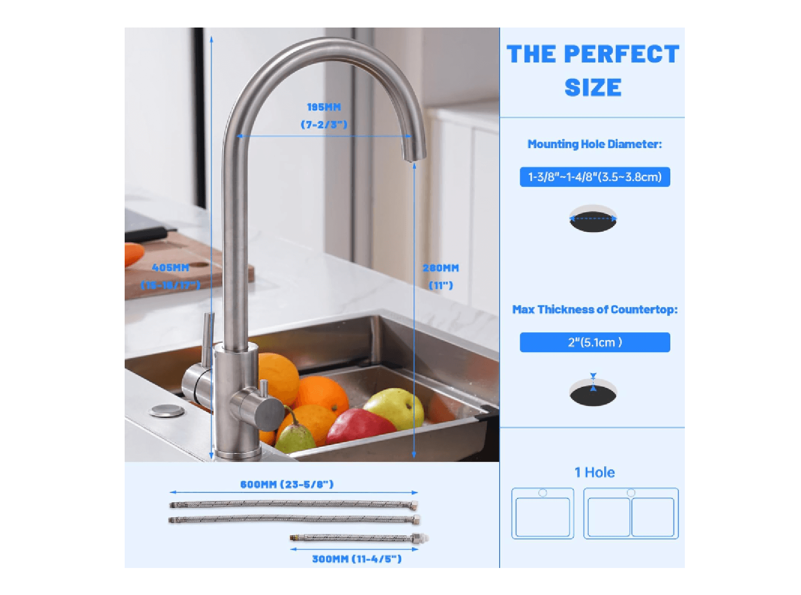 3-vägs kökskran till omvänt osmos filter under diskbänken