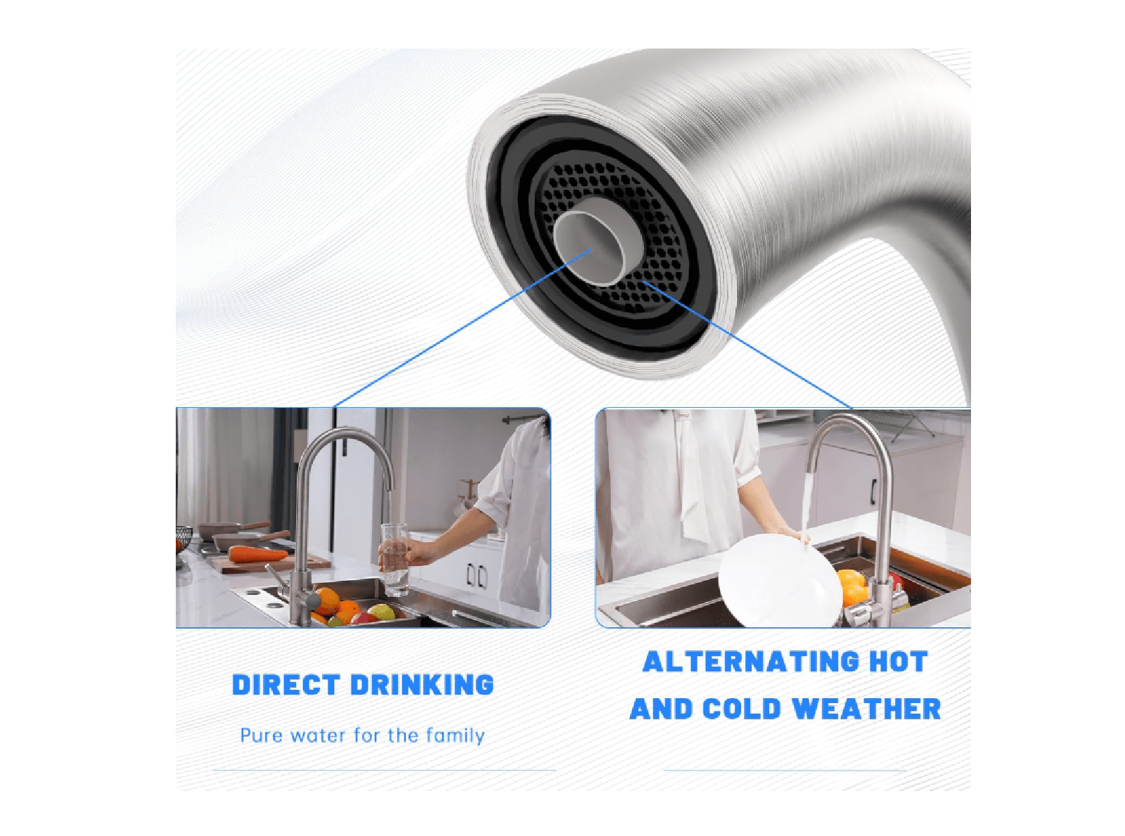 3-vägs kökskran till omvänt osmos filter under diskbänken