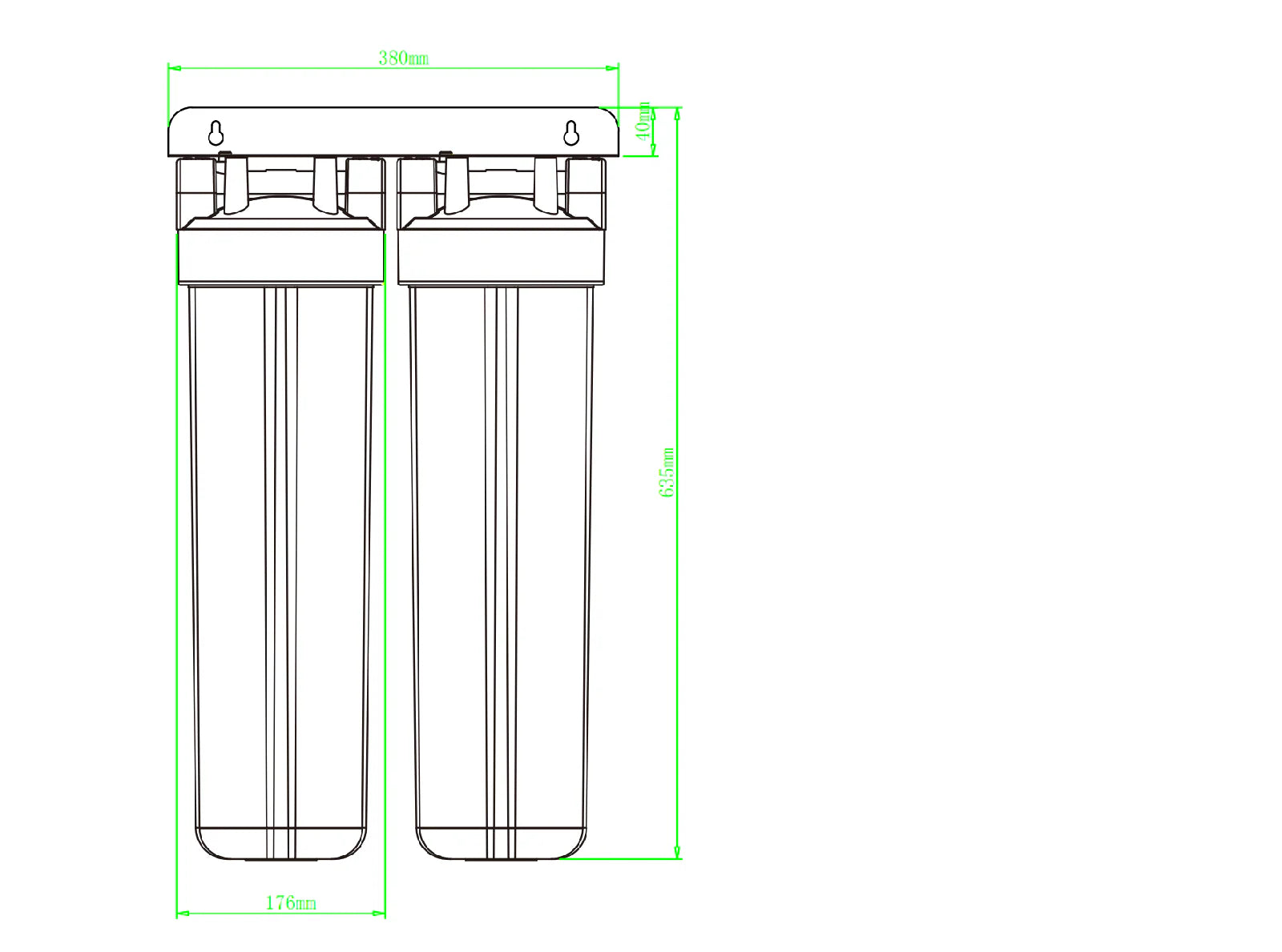 Vattenfilter egen brunn 20" Duo mot Järn (<3mg/L) & Sediment