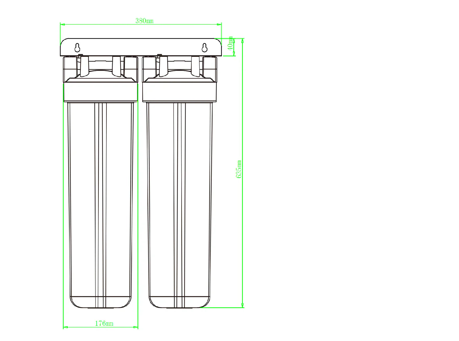 Vattenfilter egen brunn 20" Duo mot Humus & Sediment