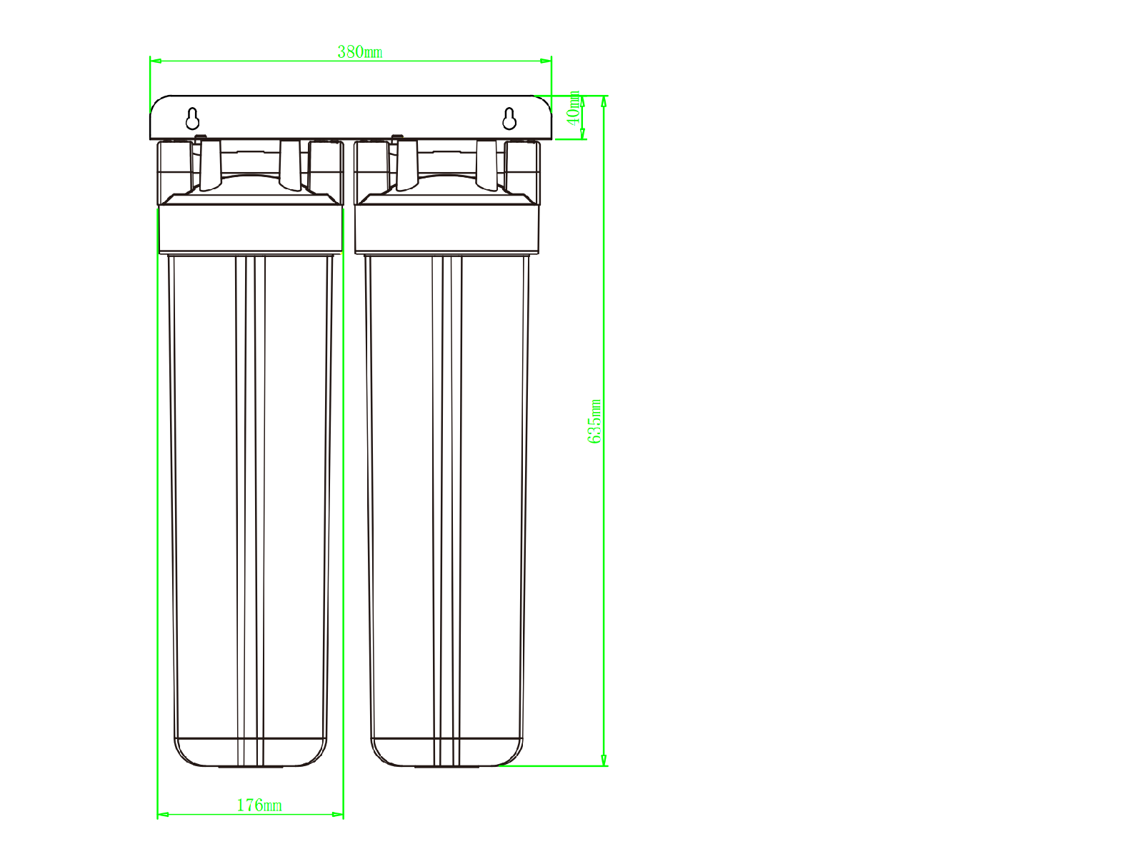 Måttskiss Duo filterhus Big Blue