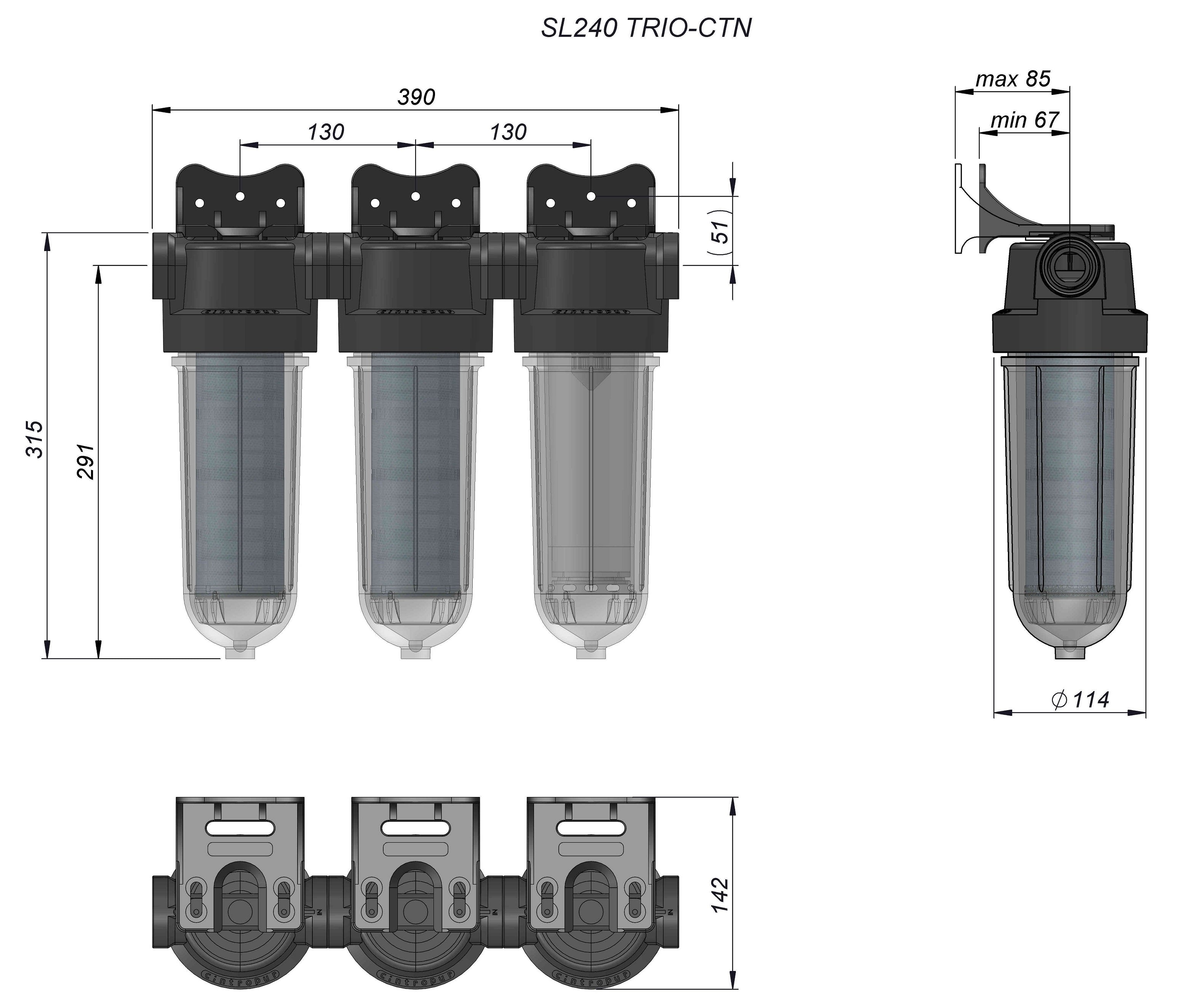 Vattenfilter egen brunn SL240 Trio (2xPartikel+Kol)